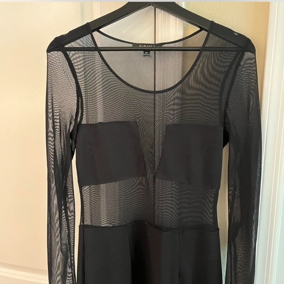 ♠️ Black Sheer Long Sleeve Cocktail Bodycon Dress , Size: M - Picture 4 of 9